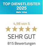 Auszeichnung von ProvenExpert Top Dienstleister 2025 bewertet mit Sehr Gut aus &uuml;ber 815 Bewertungen
